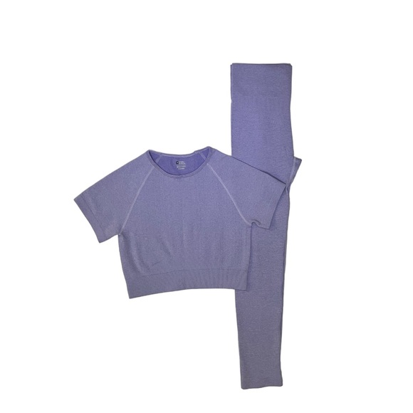 2 Piece Yoga Set Gym Women's Tracksuit Top High Waist Leggings Sports Suit - Picture 5 of 6